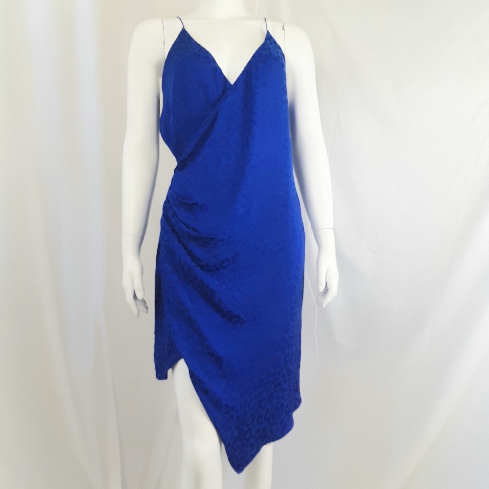 Cushnie - royal blue silky side rushed dress